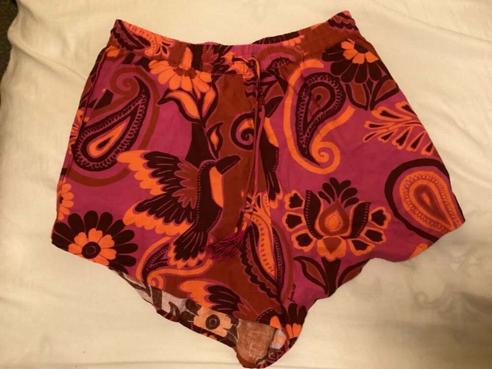 FARM Rio Pink Bold Floral Linen Blend Shorts Size L